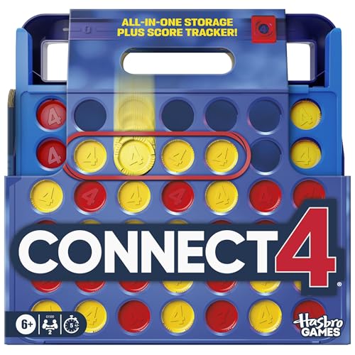 ハズブロ（Hasbro） ハズブロ公式コネクト フォー、オールインワン収納、キャリーケース、スコアトラッカー、対象年齢6才以上、2人用、子ども向けファミリーゲーム G1500 正規品