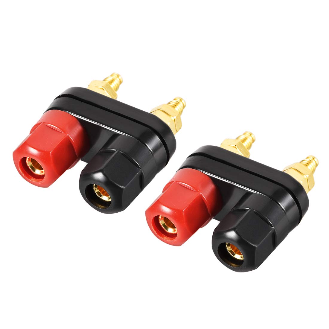 sourcing map 2 Pcs Dual Binding Post Terminal, M5 Thread Power Amplifier Speaker Connector, Banana Plug Jack Socket Red Black