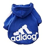Moolecole Pet Dog Cat Sweater Puppy T Shirt Warm Hooded Coat Clothes Apparel with Colorful Pet Bell (XXL, Sapphire Blue)