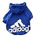 Moolecole Pet Dog Cat Sweater Puppy T Shirt Warm Hooded Coat Clothes Apparel with Colorful Pet Bell (XXL, Sapphire Blue)