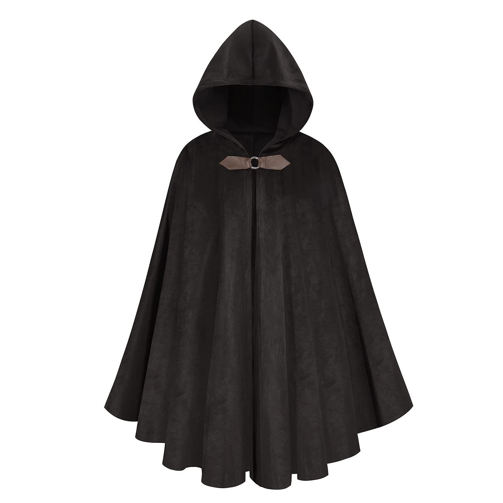 maxToonrain Medieval Costume with Hood Northern Knight Renaissance Hooded Cloak Vintage Gothic Witch Wizard Victorian Halloween Fancy Dress Costume (Black,102cm-Men) — image 1