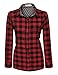 Meaneor Women's Polka Dot Lined Roll Up Sleeve Button Down Plaid Shirt