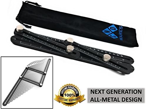 All Aluminum Angle Template Tool, Professional Grade Heavy Duty Reinforced Construction, DIY, Perfect Gift for Measuring Tile, Flooring &amp; More, with Carrying Pouch