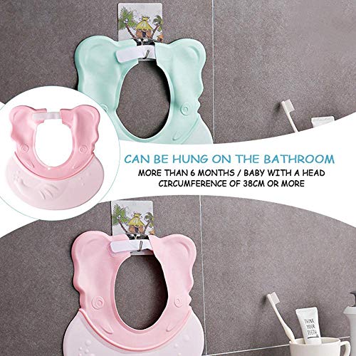 KOBWA Adjustable Bath Visor, Cartoon Soft Silicone Shower Cap Shampoo Protect Hats, Bathing Shampoo Shield Sunshade Cap Visor for Toddler, Baby, Kids, Children, Adults