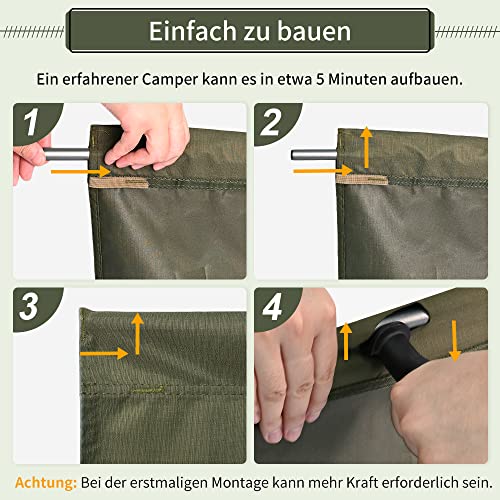 TOMOUNT Folding Camp Bed Ultralight Aluminium Bars 190 x 70 cm Compact and Portable Camping Lounger Easy to Build Heavy Duty Camping Bed Tents, Outdoor Hiking