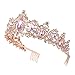 Sweet Princess Pink Crowns for Women Girls Crystal Rhinestone Queen Costume Party Festival Wedding Tiaras Headbands (Rose Gold Pink)