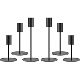 zeochyni Set of 6 Black Taper Candle Holders Candlestick Holders, Decor Candle Stick Candle Holder for Table or Mantel Centerpiece, Wedding, Dinning, Party Home Decor