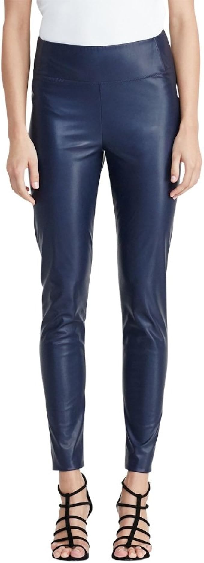 Ralph Lauren Lauren Women's Alatea Faux Leather Leggings Pants, Navy Blue at Amazon Womenâs 