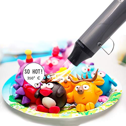 New Heat Gun,mofa Hot Air Gun Tools Shrink Gun with Stand For DIY Embossing And Drying Paint Multi-Purpose Electric Heating Nozzle 300W 110V (Pearl Silver,Black) - Thumbnail 3