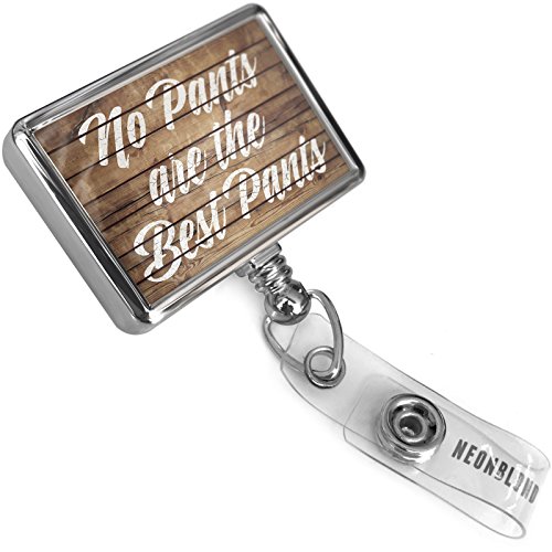 Retractable ID Badge Reel Painted Wood No Pants are the Best Pants with Bulldog Belt Clip On Holder Neonblond