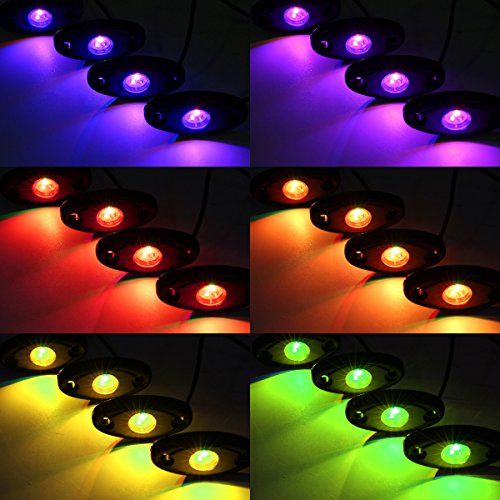 AMBOTHER LED RGB Rock Lights APP Control 4Pods Underglow Waterproof Neon Lighting Kit for Off Road Trucks Jeep ATV SUV Vehicle