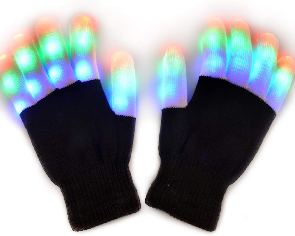 JOLIMENT Kids Flashing Finger Light LED Gloves , Gloves with Lights for Raves Light Shows Featured on Shark Tank Birthday Party Christmas Xmas Halloween Costume Dance Novelty Gifts