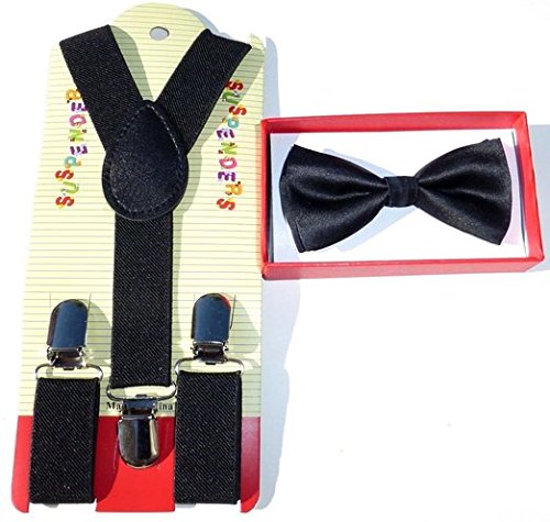 Brand New 2015 Kids Unisex Fashion Black Suspenders Bow Tie Combo