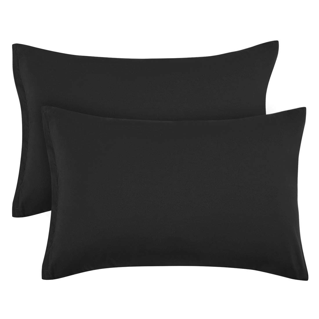 PiccoCasa Zippered Pillowcases, 100% Brushed Microfiber Polyester Pillow Case Cover, Pillow Cases Set of 2, Soft and Comfortable Black 50 x 90cm