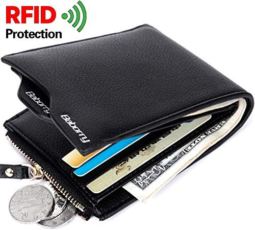 RFID Theft Protect Coin Bag Zipper Men Wallets with Pocket ID Blocking Mini Slim Wallet Automatic Pop up Credit Card