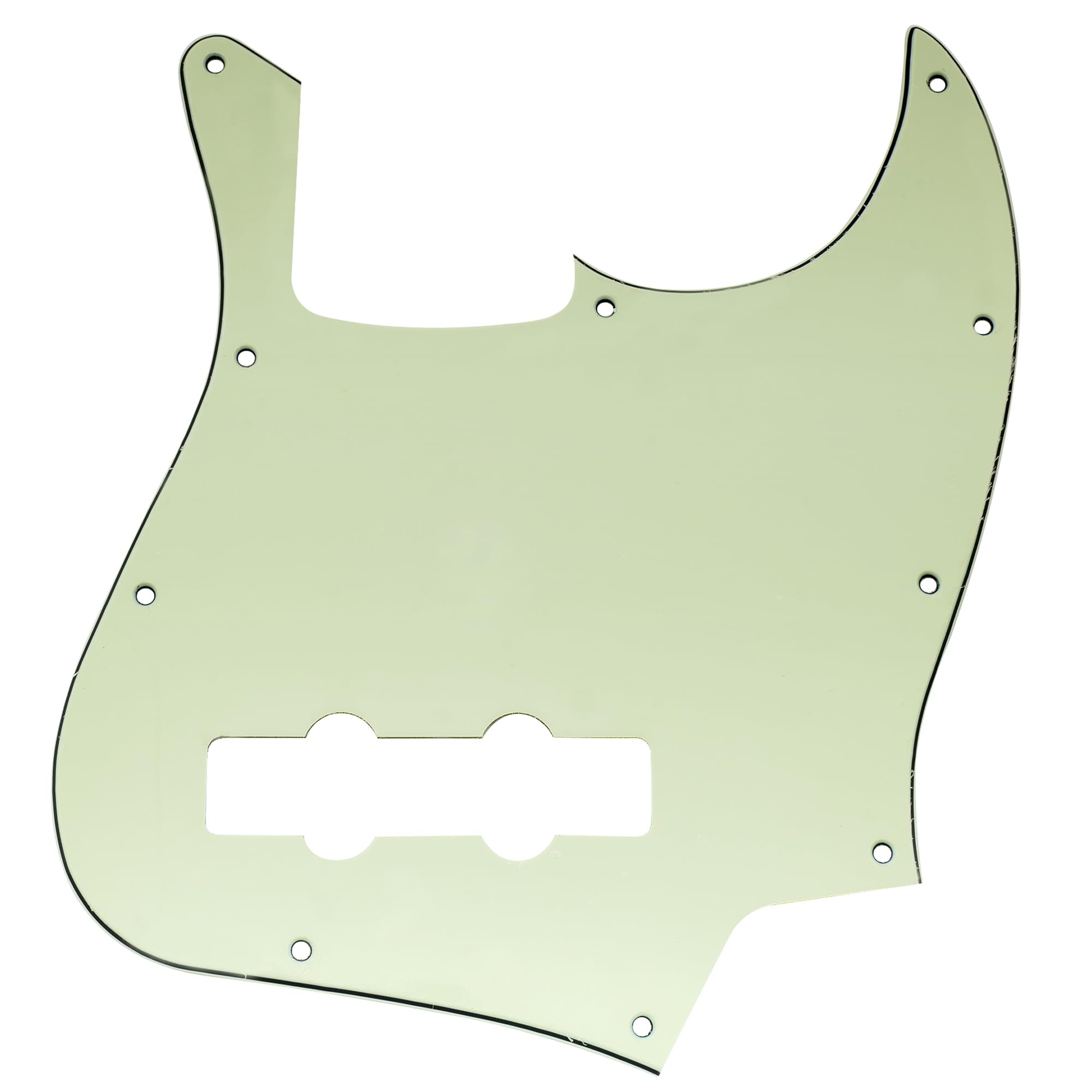 Musiclily 10 Hole J Bass Pickguard for Fender American/Mexican Made Standard Jazz Bass, 3Ply Mint Green