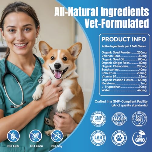 ColEaze Calming Chews for Dogs Puppy Dog Calming Chews, Help Manage Stress and Promote Relaxation Sleep Aid Calm Dog from Noise, Thunder, Barking, Separation, Small Medium Large & All Breeds
