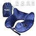 Ymiko Inflatable Travel Pillow, Height-Adjustable Soft Washable Velvet Push Inflatable Travel Neck Pillow with Carrying Bag Sleeping On Airplane, Car, Train and Home, Blue