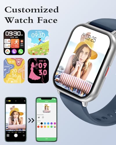 RUIMEN Smartwatch with Calls, Smart Watch Receive Call and Voice Assistant, Smartwatch Woman Man with Pedometer Blood Oxygen Waterproof IP68 100+ Sports Modes