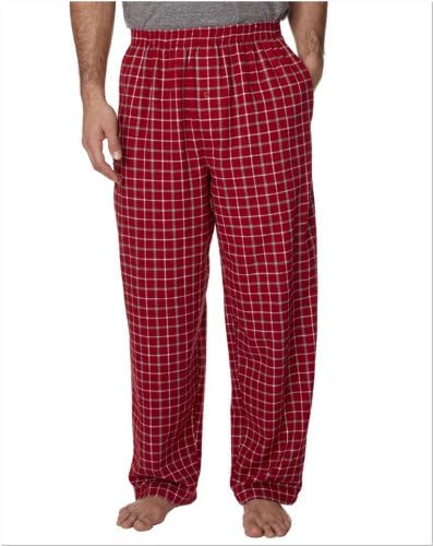 Robinson Apparel Unisex Button-Fly Flannel Pant - CARDINAL/GREY - 2XL