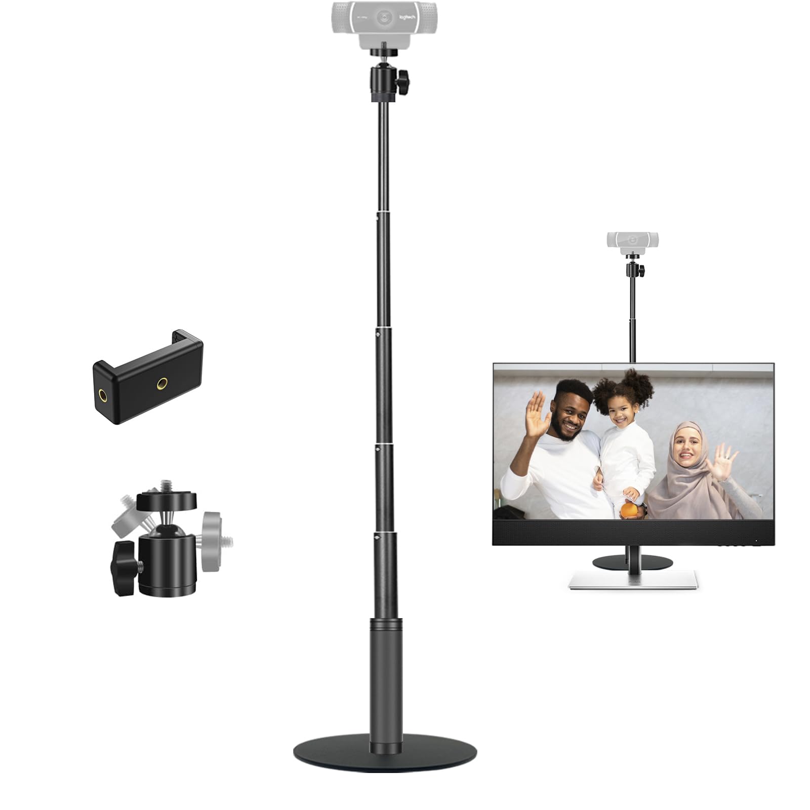 Photo 1 of JCWINY Webcam Stand, 28 Inch Web Cam Stand for Desk, Adjustable Webcam Mount Camera Stand for Logitech Webcam C922 C930e C920S C920 C615 C960 C920x BRIO 4K NexiGo N60 and Others