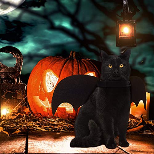 CRANACH Cat Bat Costume,Halloween Cat Bat Wings for Pets,Cat Halloween Collar Pet Apparel for Small Dogs and Cats,Comfort Material Pet Costume for Halloween (Cat Bat Costume)