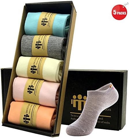 Womens Socks 5 Pack with Gift Box - No Show Low Cut Athletic Cotton Socks by Diggold