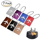 PIXNOR Travel Luggage Tags Suitcase Baggage Tags Labels with Key Ring Pack of 7
