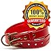 Logical Leather Padded Dog Collar - Best Full Grain Heavy Duty Genuine Leather Collar - Red - Large