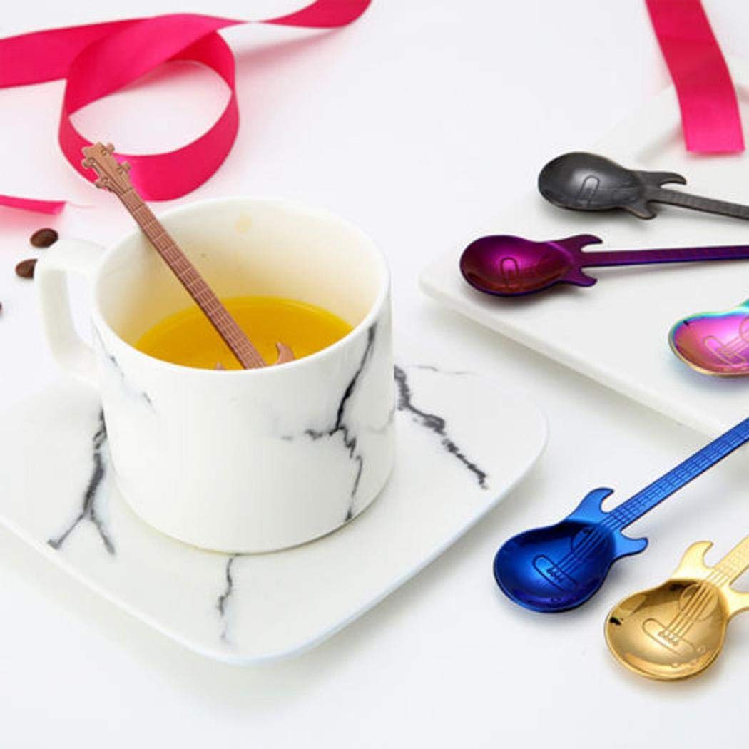 OD\'lover Creative Stainless Steel Guitar Spoon Dessert Cake Tea Coffee Spoon Kitchen Tool Spoons