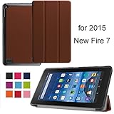 NEWSTYLE Case for Fire 7 2015 - Ultra Slim Shell Lightweight Tri-fold Stand Cover for Amazon Fire 7 Inch Tablet(5th Generation 2015 release ONLY), Brown
