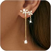 Awinesn Clip on Earrings for Women Cubic Zirconia 925 Sterling Silver Plated Long Tassel Dangle Drop Clip Earrings Non Pierced Earrings for Women Jewelry Gifts Wedding Party