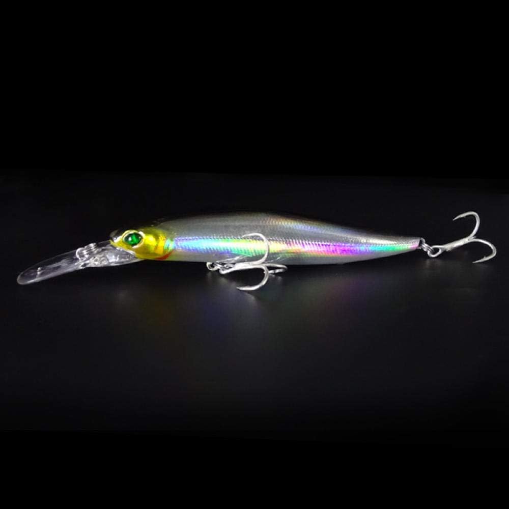 Chenminmin Fishing Lures Deep Diving, Floating, Water, Long-Range, Road, Bait, Cockroach, Squid, Squid, Fake Bait, Hard Bait, Far-Distance Feeding-White Strip_Large 14 Grams
