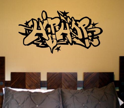 Wall HIP HOP Mural Art Decal STICKER Break Dance Gangsta Poster in Black Vinyl