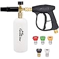 Twinkle Star Pressure Washer Gun Snow Foam Lance, with 1/4 Inch Quick Connector, 5 Pressure Washer Nozzle Tip, 1 Liter