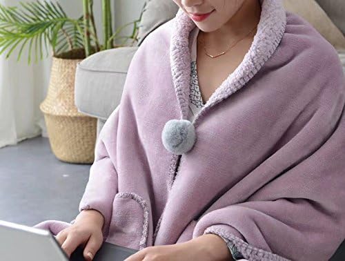 Bargoos Stylish Soft Warm Thick Wearable Blanket Throw Wrap Shawls With Pockets for Kids Adults Fleece Flannel Sherpa Glimmer Plush Pink S