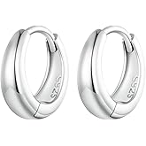 BISAER Sterling Silver Hoop Earrings 18K Gold Plated Hypoallergenic Post Chunky Hoops Large Silver Hoops Lightweight Earrings for Women