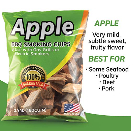 Smoking Wood Chips Apple Flavored, 2Lbs Wood Chips for Smokers & Grills, Bake, Roast, Braise and BBQ | USA Made