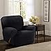 Maytex Collin Stretch 4 Piece Recliner Chair Furniture Cover Slipcover, Black