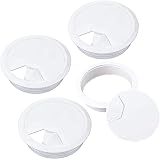 Lanjue 4Pcs Desk Grommet 60mm White Cable Hole Cover Plastic PC Office view 1