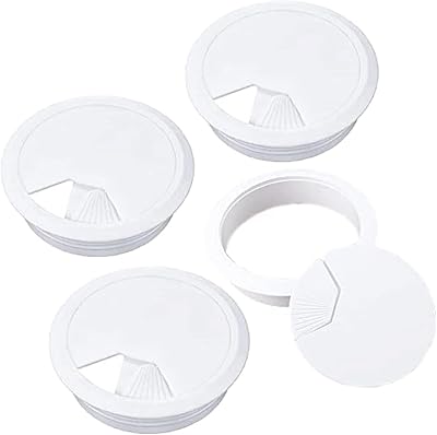 Lanjue 4Pcs Desk Grommet 60mm White Cable Hole Cover Plastic PC Office