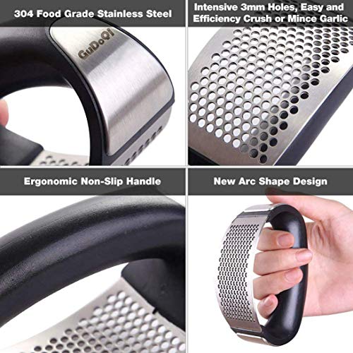 GuDoQi Garlic Press Rocker Stainless Steel Ginger Crusher Squeezer with Ergonomic handle Easy to Clean