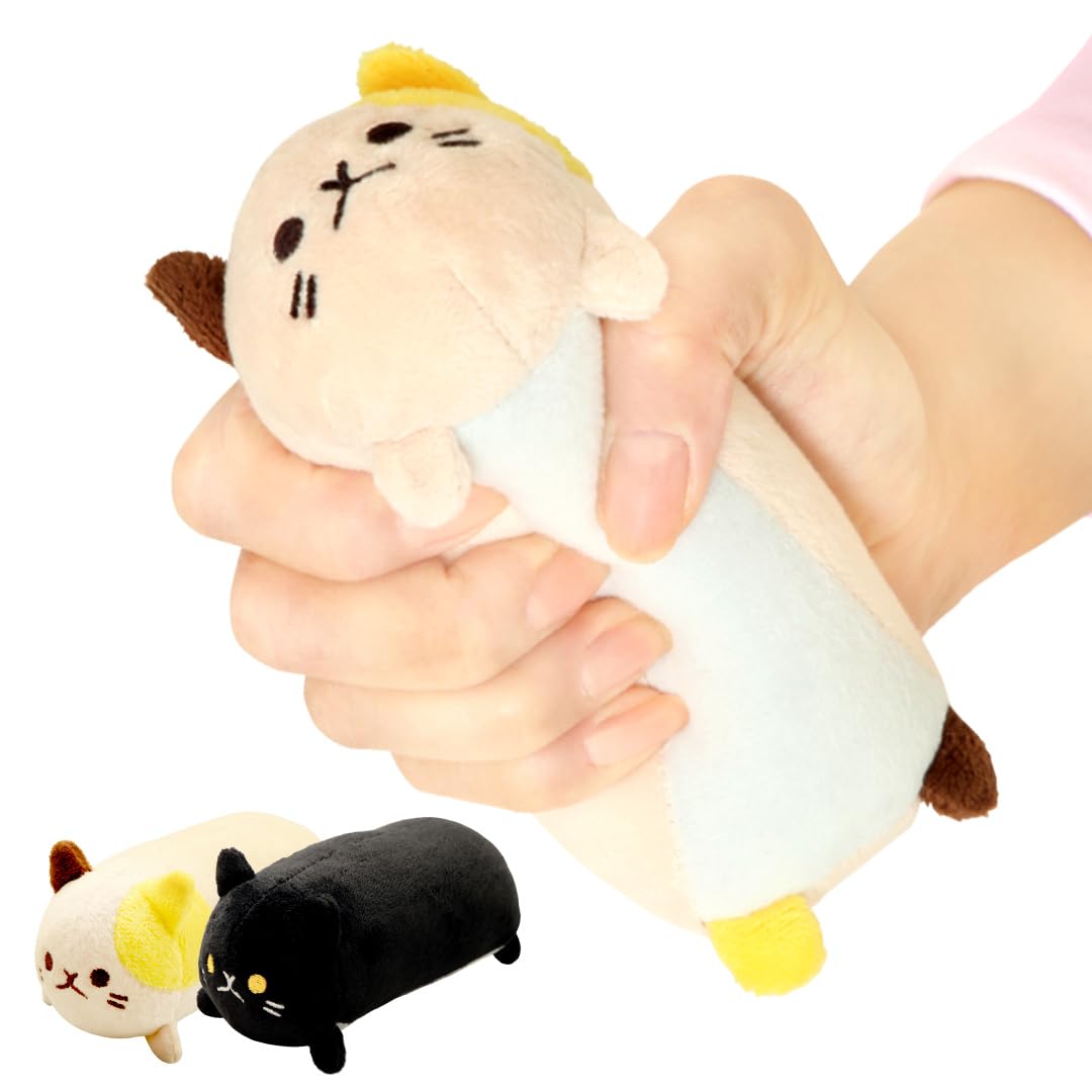 【健康運動指導士監修】にゃんトレハンド ミケとクロ 2種類の弾力高密度クッション ミケ（ソフト）クロ（ハード） かわいい握力トレーニンググッズ リハビリ ネコ型グッズ　サイプラス にゃんトレハンド商品画像