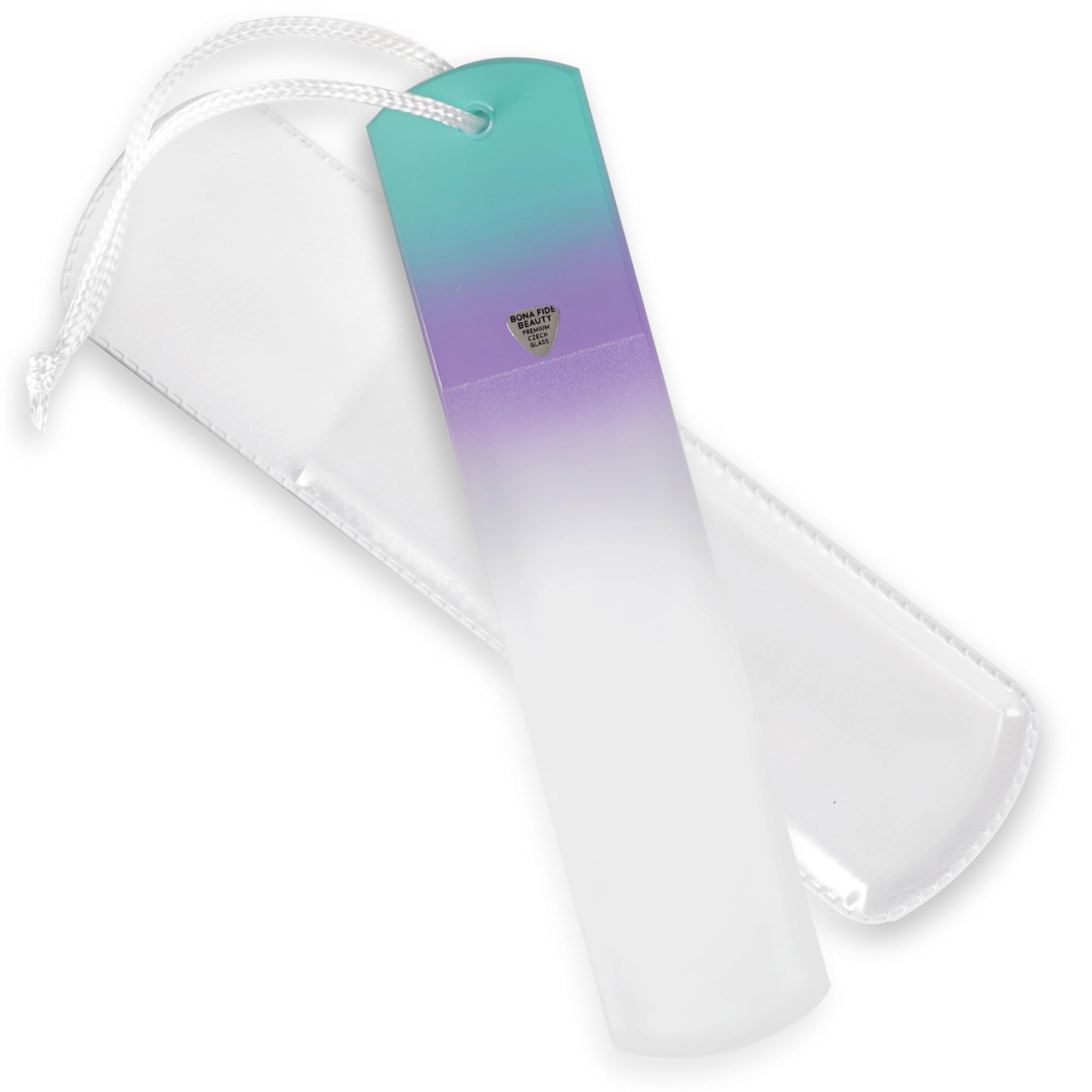 Czech Glass Dual-Sided Glass Foot File, Foot Scraper, and Foot Rasp by Bona Fide Beauty. Luxurious Self-Care Gift for Women