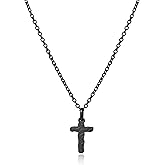 Cross Necklace for Men Women, Black Stainless Steel Durable Link Chain Crucifix Cross Pendant Necklaces