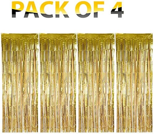 Days Off Foil Curtain- (Gold, 6 X 3 Feet) Pack of 4