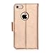 FYY Designed for iPhone SE Case 2016 (1st Generation) / iPhone 5 Case/iPhone 5s Case, Luxury PU Leather Wallet Phone with Card Holder Protective Shockproof Kickstand Case Cover Gold