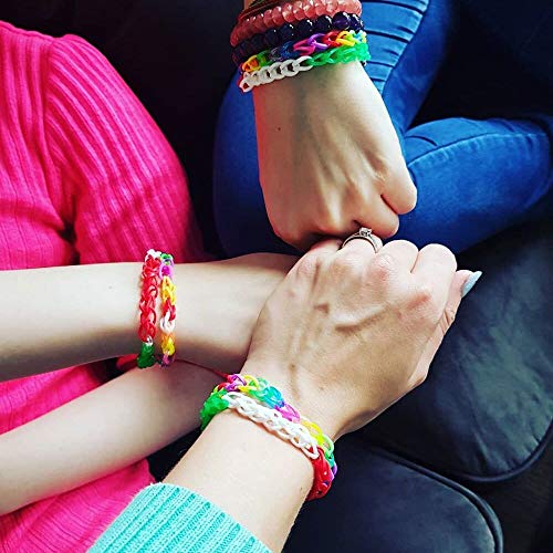 7100+ Rainbow Rubber Bands Mega Refill Kits For Bracelets, Loom Rubber Bands Set Include:6500+ Loom Bands + 600 Clips + 6 Crochet Hooks + 50 Beads + 15 Charms + 3 Tassels +3 Backpack Hook + 3 Hair