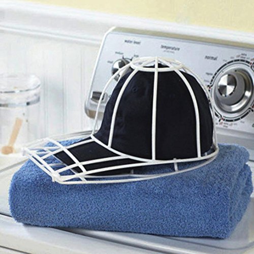 Baseball Hat Cleaner/Cleaning Protector,Ball Cap Washing Frame Cage,Hat Dishwasher Holder,Ballcap Sport Hat Visors Shaper/Rack/Hanger/Form/Organizer for Washing Machine by QISC (White)