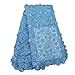 Aisunne African Lace Fabrics 5 Yards Nigerian French Lace Fabric with 3D Flower Fashion Embroidered Beading and Sequin for Wedding Party Dresses (Light Blue)